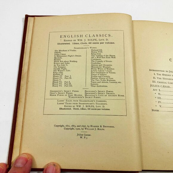 Vintage Shakespeare's Julius Caesar Edited by William J. Rolfe HC 1900 - Picture 8 of 10